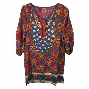 NLW floral boho tunic dress beach cover up